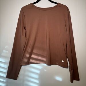 Elegant Brown Long Sleeve Crop Top